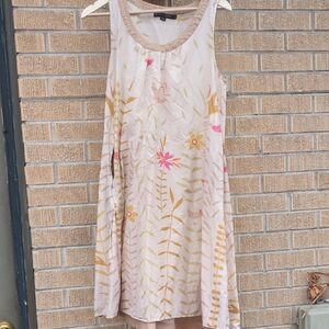 Gudrun Sjoden Floral Midi Dress in Cream and Pink